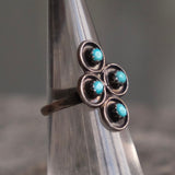 Vintage Sterling 4-Stone Turquoise Cluster Ring 5
