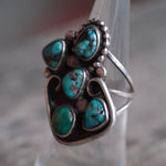 Vintage Sterling Turquoise Cluster Ring 6.25