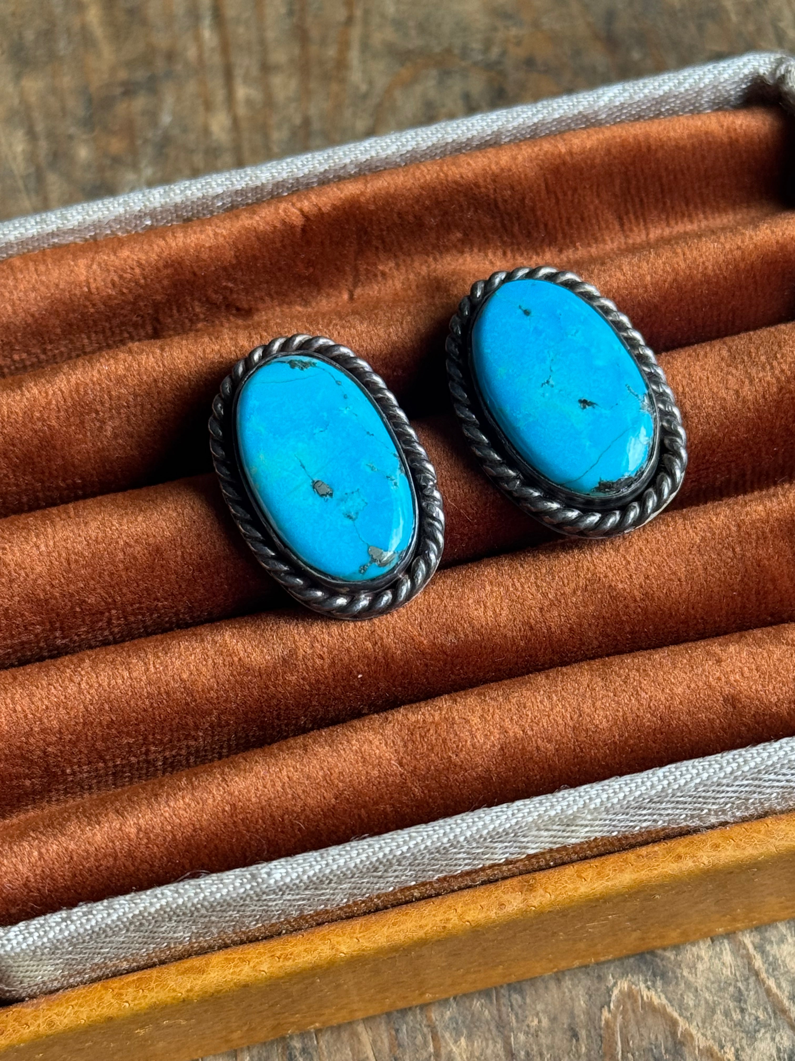 Vintage Sterling Silver Turquoise Earrings