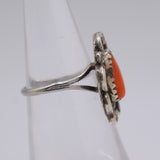 Vintage Sterling Coral Florette Ring 4.25