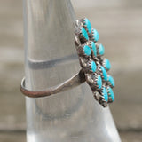 Vintage Sterling Turquoise Cluster Ring 6