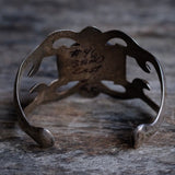 HEAVY Vintage Sterling Cerrillos Turquoise Sandcast Cuff