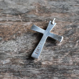 Vintage Sterling 7-Stone Coral Cross Necklace