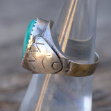 Vintage Sterling Turquoise Stamped Band Ring 6.5