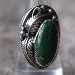 Vintage Sterling Turquoise Feather Ring 9.25