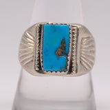 Vintage Sterling Turquoise Stamped Band Ring 9.75