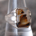 Vintage Sterling Agate Signet Ring 11