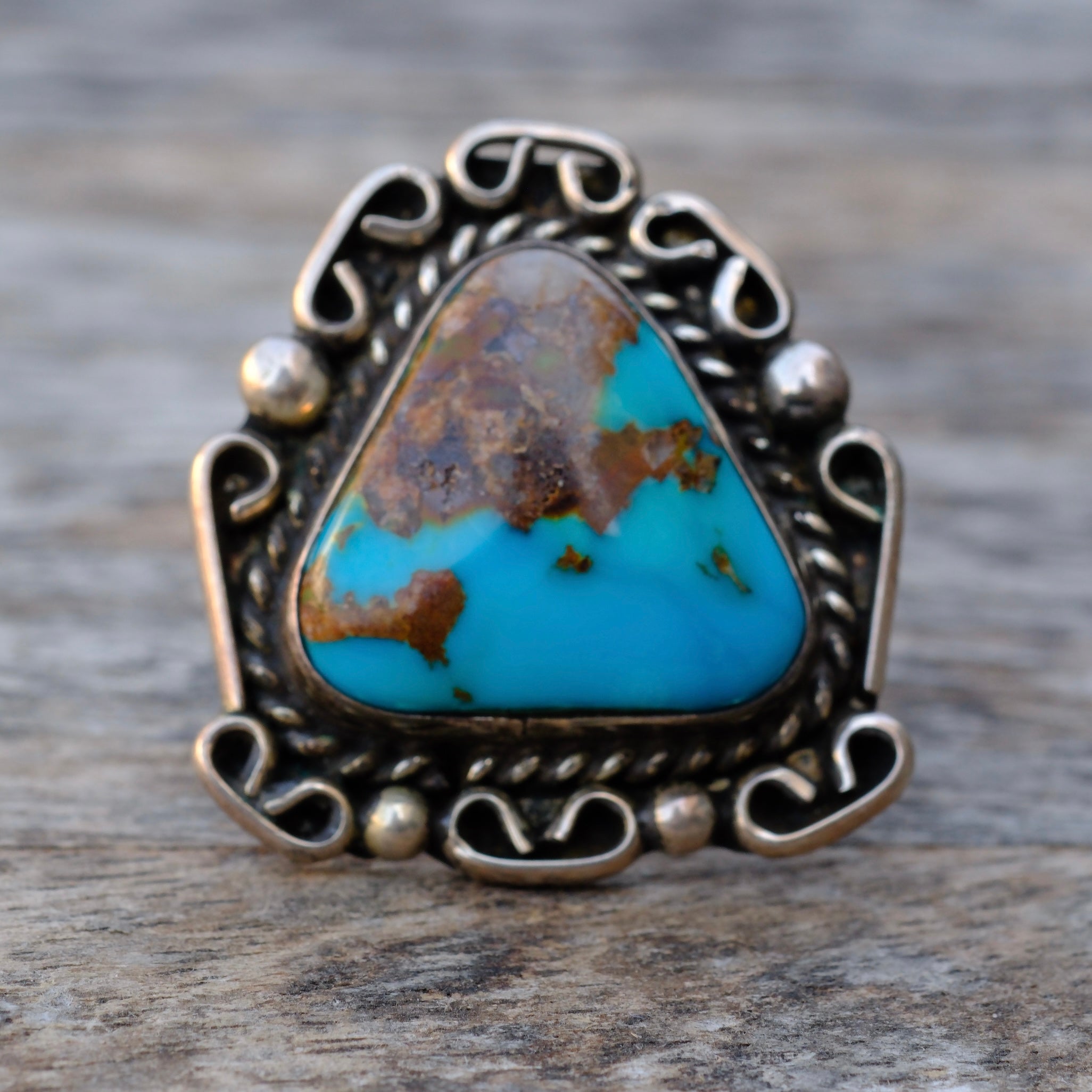 Vintage Sterling Turquoise Ring 8.25