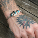 Vintage Sterling Turquoise Bear Paw Cuff