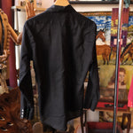 Vintage Lazy H Perma Press Western Shirt Mens Black Embroidered Pearl