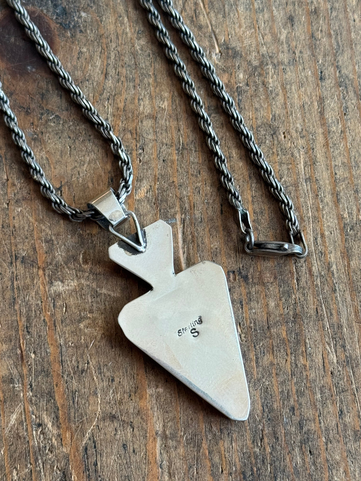 Vintage Sterling Silver Celestial Inlay Necklace