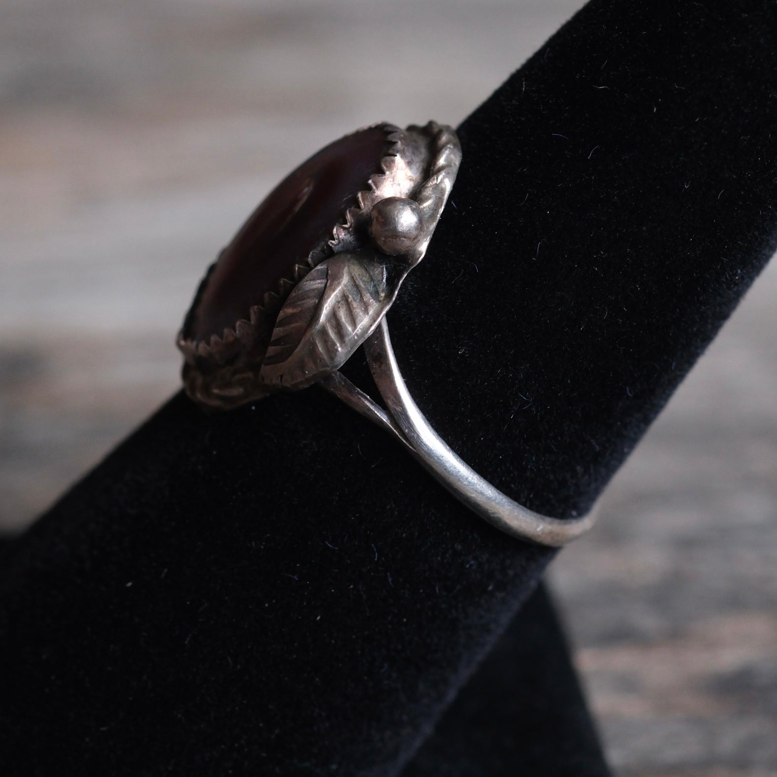 Vintage Sterling Mother Of Pearl Feather Ring 7.25