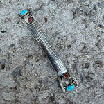 Vintage Sterling Turquoise and Coral Watch Band