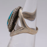 Vintage Sterling Silver Sandcast Turquoise Ring 5.75