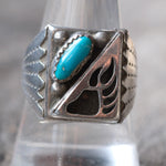 Vintage Sterling Turquoise Bear Paw Ring 10