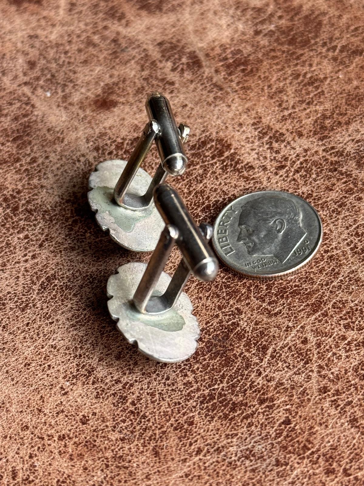 Vintage Sterling Silver Framed Onyx Cufflinks