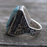Vintage Sterling Turquoise Thunderbird Ring 7.5