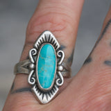 Vintage Sterling Turquoise Ring 6.75