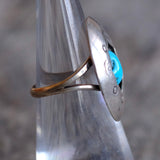 Vintage Sterling Turquoise Shadowbox Ring 5.5