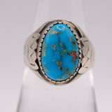 Vintage Sterling Turquoise Stamped Band Ring 7.75