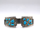 Vintage Sterling 6-Stone Turquoise Snake Watch Band