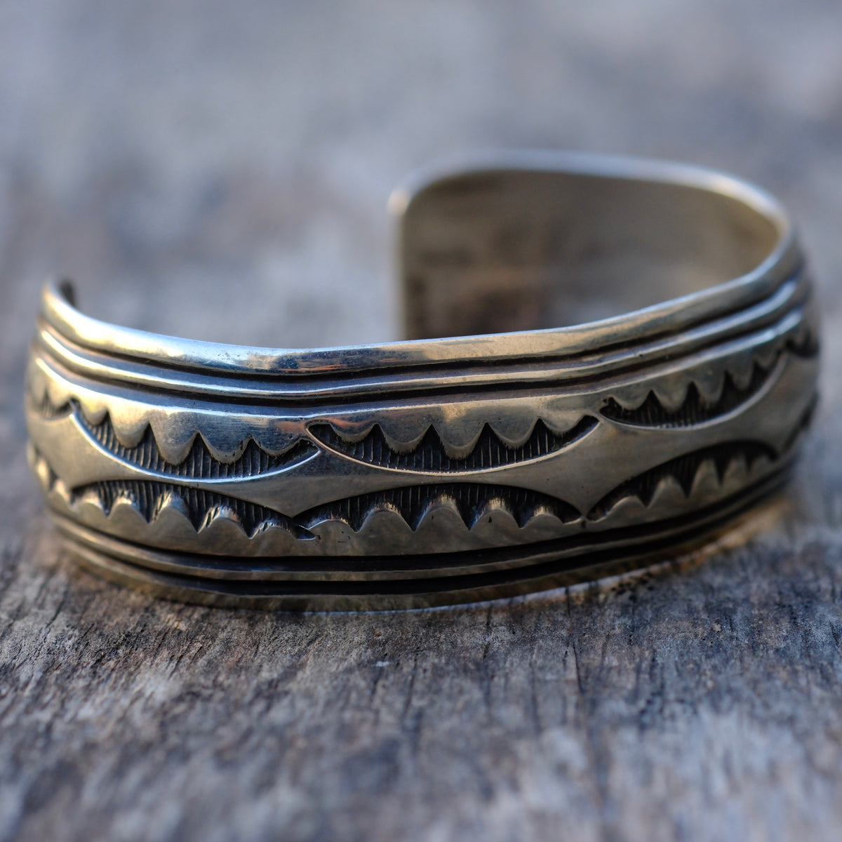 Vintage Sterling Stamped Cuff Bracelet