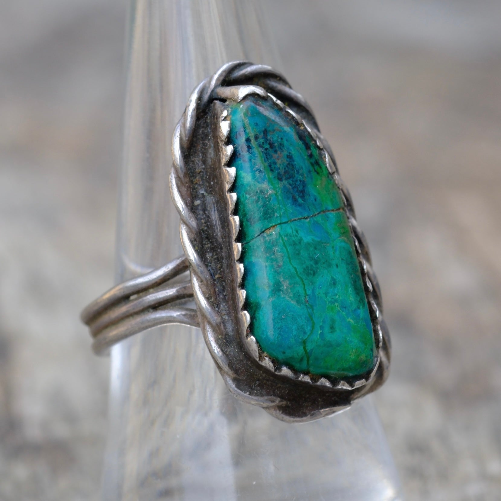 Vintage Sterling Chrysocolla Roper Ring 8.5