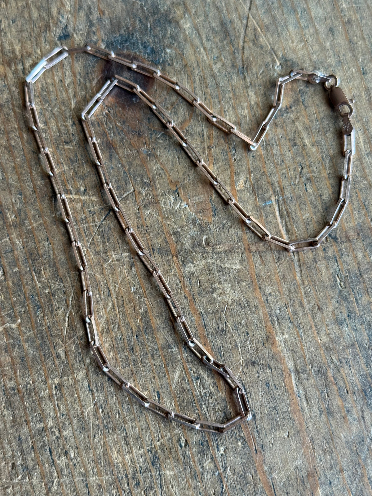 Vintage Sterling Silver 18” Rose Gold Tone Paperclip Chain