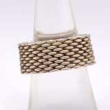 Vintage Sterling Woven Chain Ring 6.75