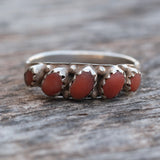 Vintage Sterling Coral Inlay Band 6.5