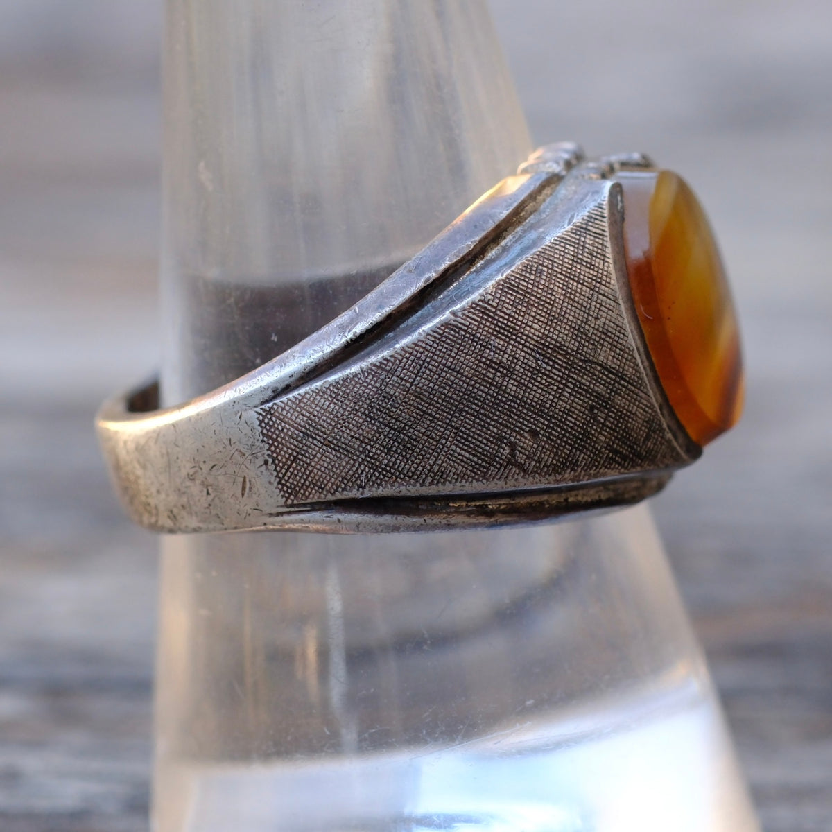 Vintage Sterling Agate Ring 9.5