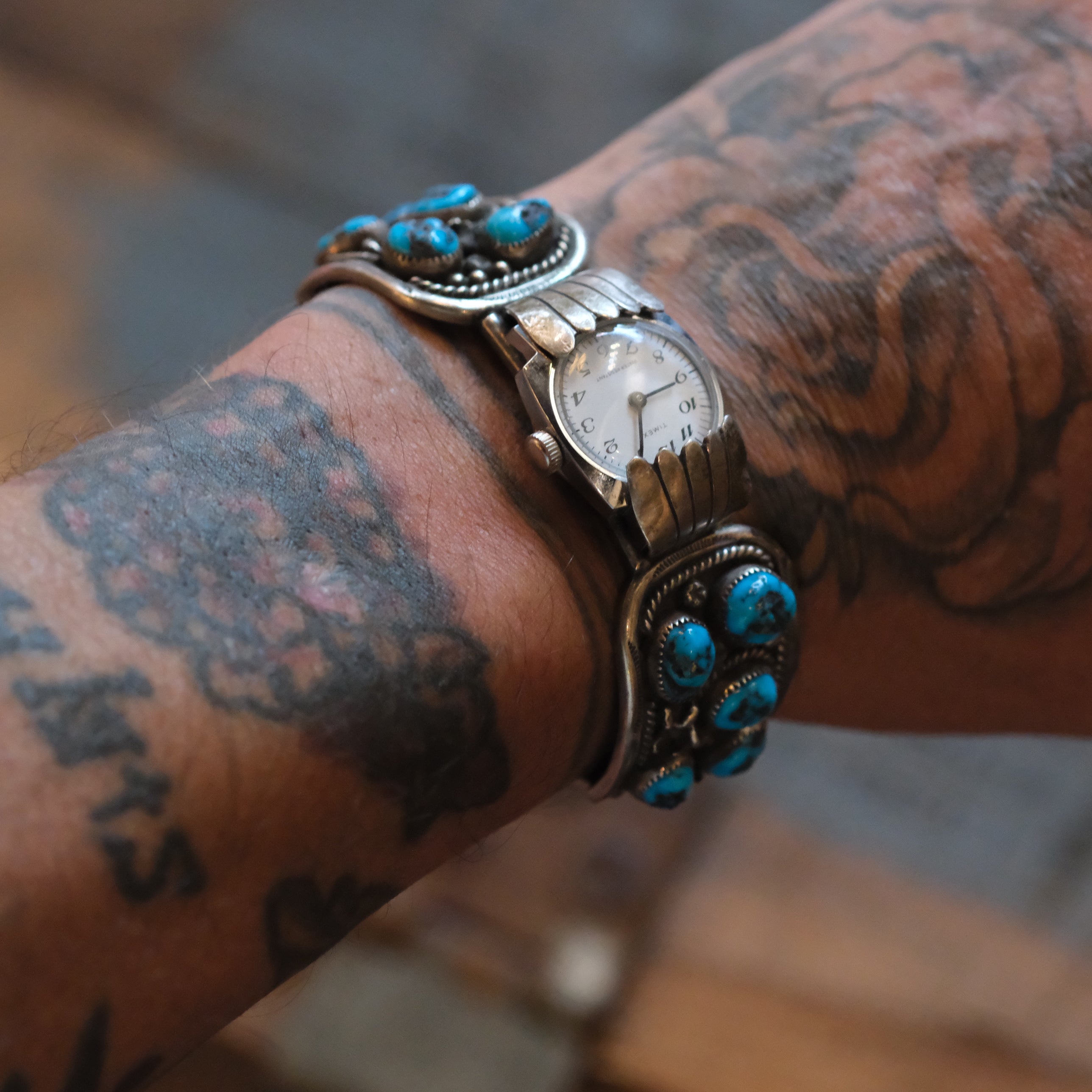 Vintage Sterling Turquoise Cuff Watch Cuff Bracelet