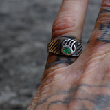 Vintage Sterling Turquoise Bear Paw Band 5.75