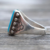 Vintage Sterling Turquoise Stamped Band Ring 11.5