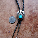 Vintage Sterling Turquoise Bear Paw Bolo Tie