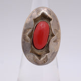 Vintage Sterling Coral Shadowbox Ring 4