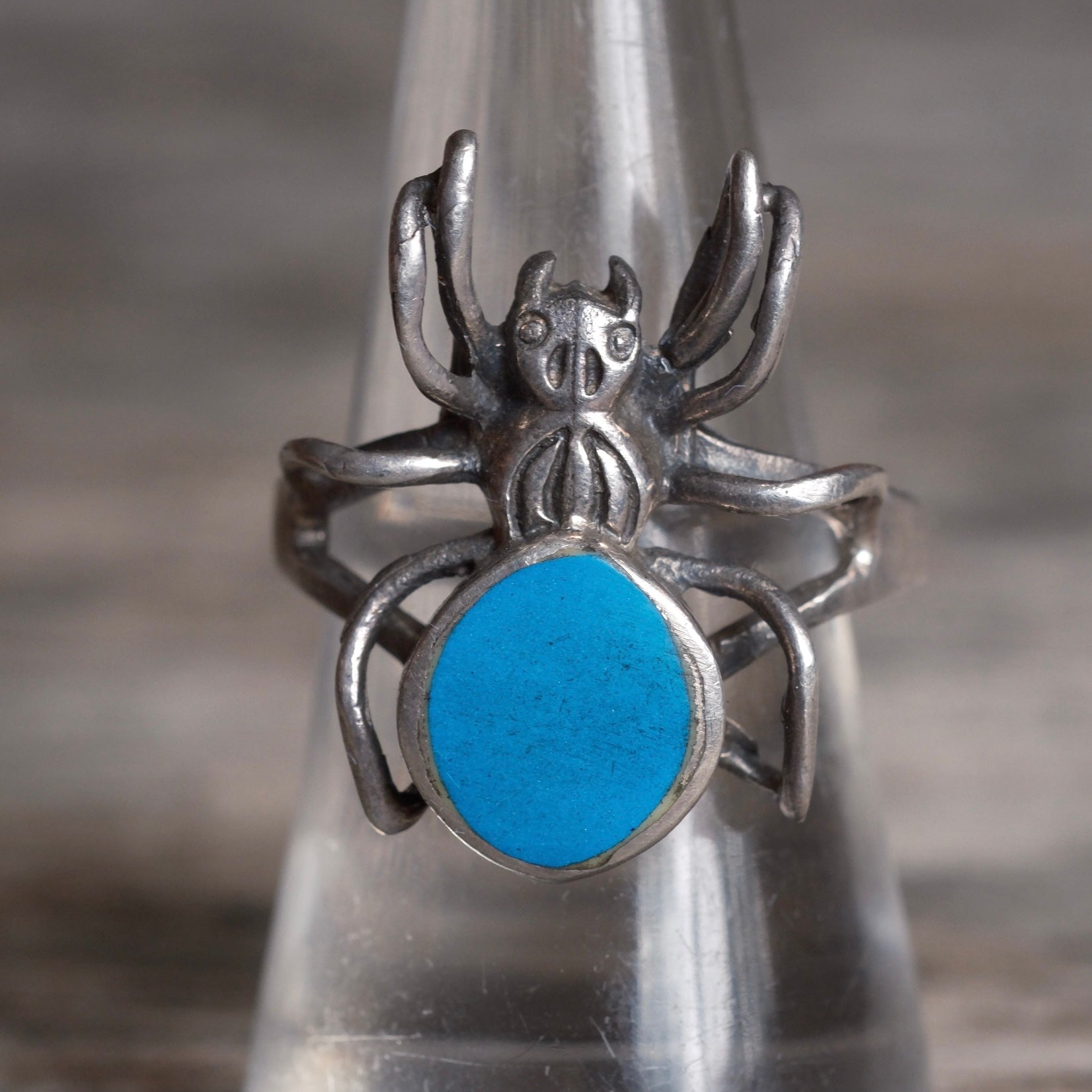 Vintage Sterling Turquoise Spider Ring 9.5