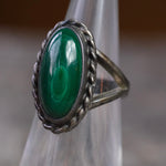 Vintage Sterling Malachite Roper Ring 5