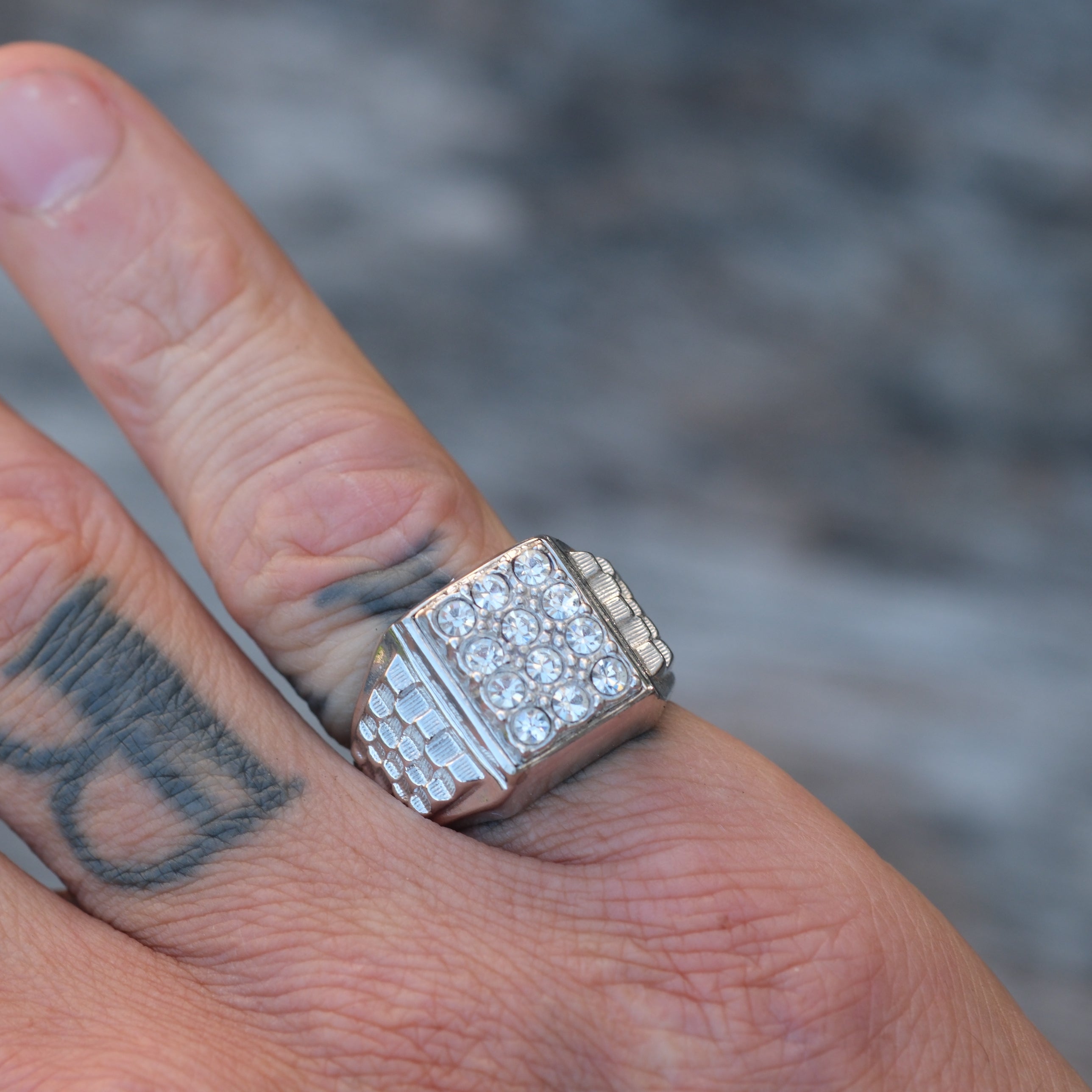 Vintage Sterling CZ Signet Ring 6