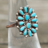 Vintage Sterling Turquoise Cluster Ring 6