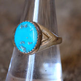 Vintage Sterling Turquoise Stamped Band Ring 7.75
