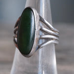 Vintage Sterling Jadeite Ring 6.5