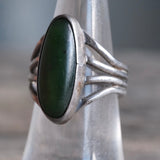 Vintage Sterling Jadeite Ring 6.5
