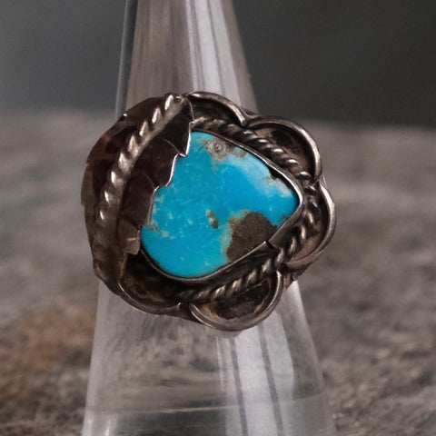 Vintage Sterling Turquoise Feather Ring 7.25