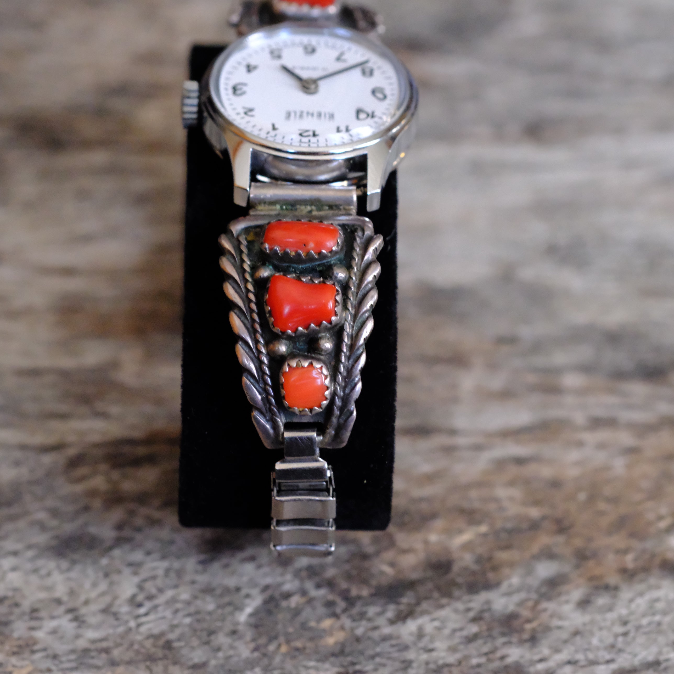 Vintage Sterling Coral Ladies Watch
