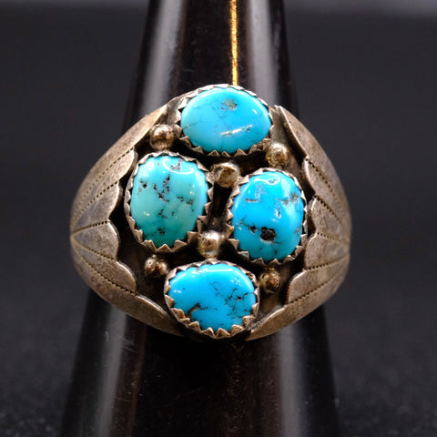 Vintage Sterling 4-Stone Turquoise Ring 11