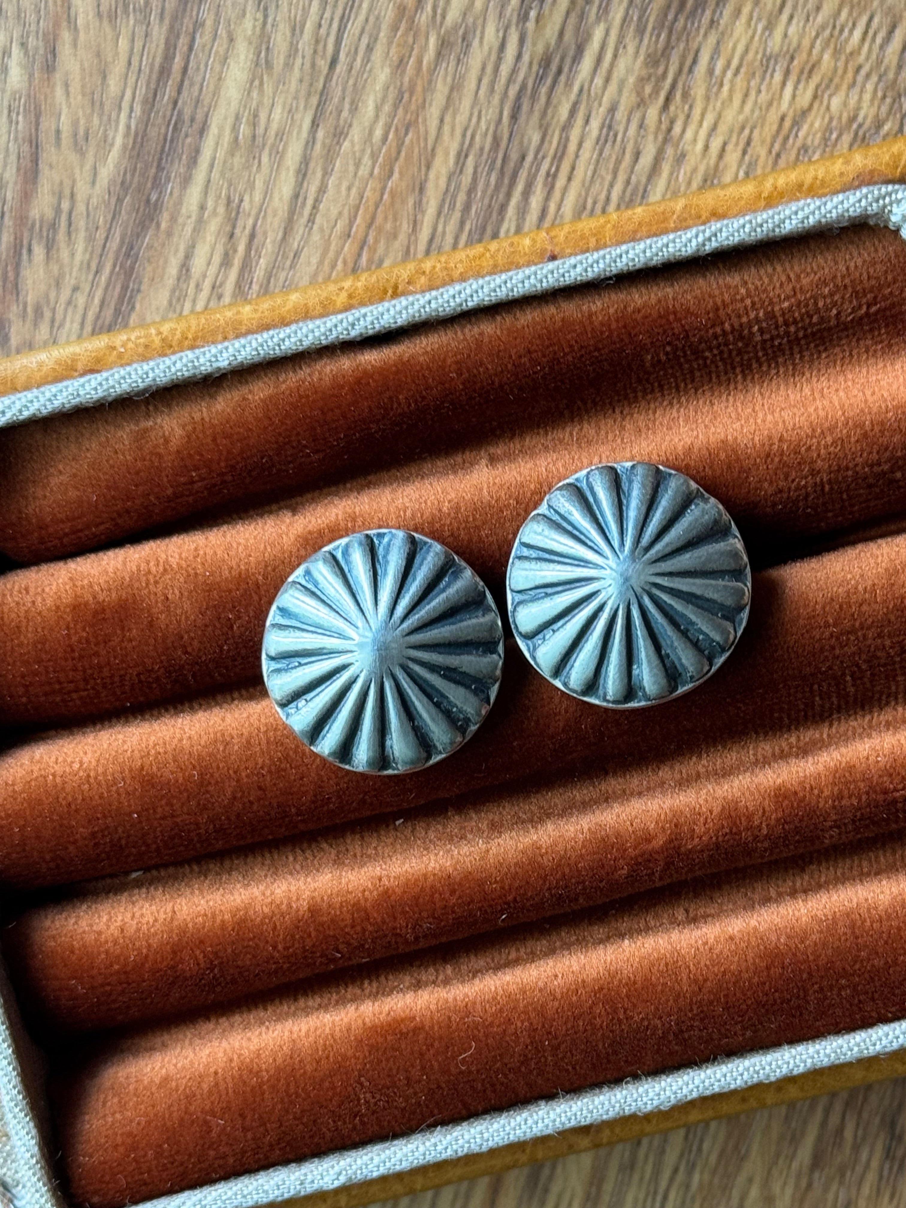 Vintage Sterling Silver Stamped Dome Earrings
