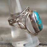 Vintage Sterling Compressed Turquoise Ring 8.5