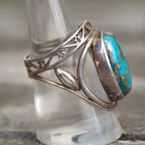 Vintage Sterling Compressed Turquoise Ring 8.5