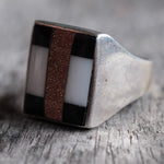 Vintage Sterling Multistone Inlay Ring 11.25